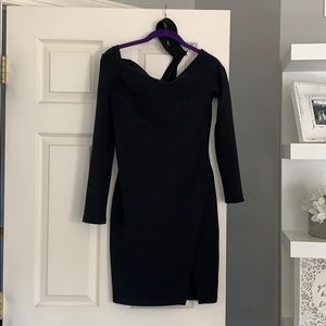 Black Long-Sleeve Formal Dress with choker